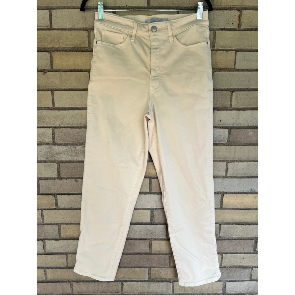 Athleta High Rise Straight Leg Jeans Soft Ecru Cream Off-White Denim Size 6